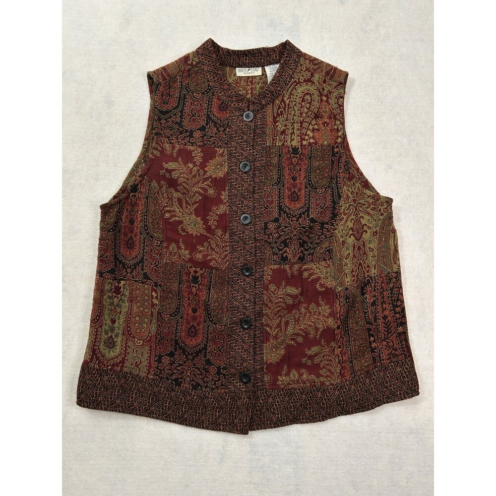 Vtg White Stag Tapestry Vest 14W 16 Whimsigoth Patchwork Paisley Boho Grannycore